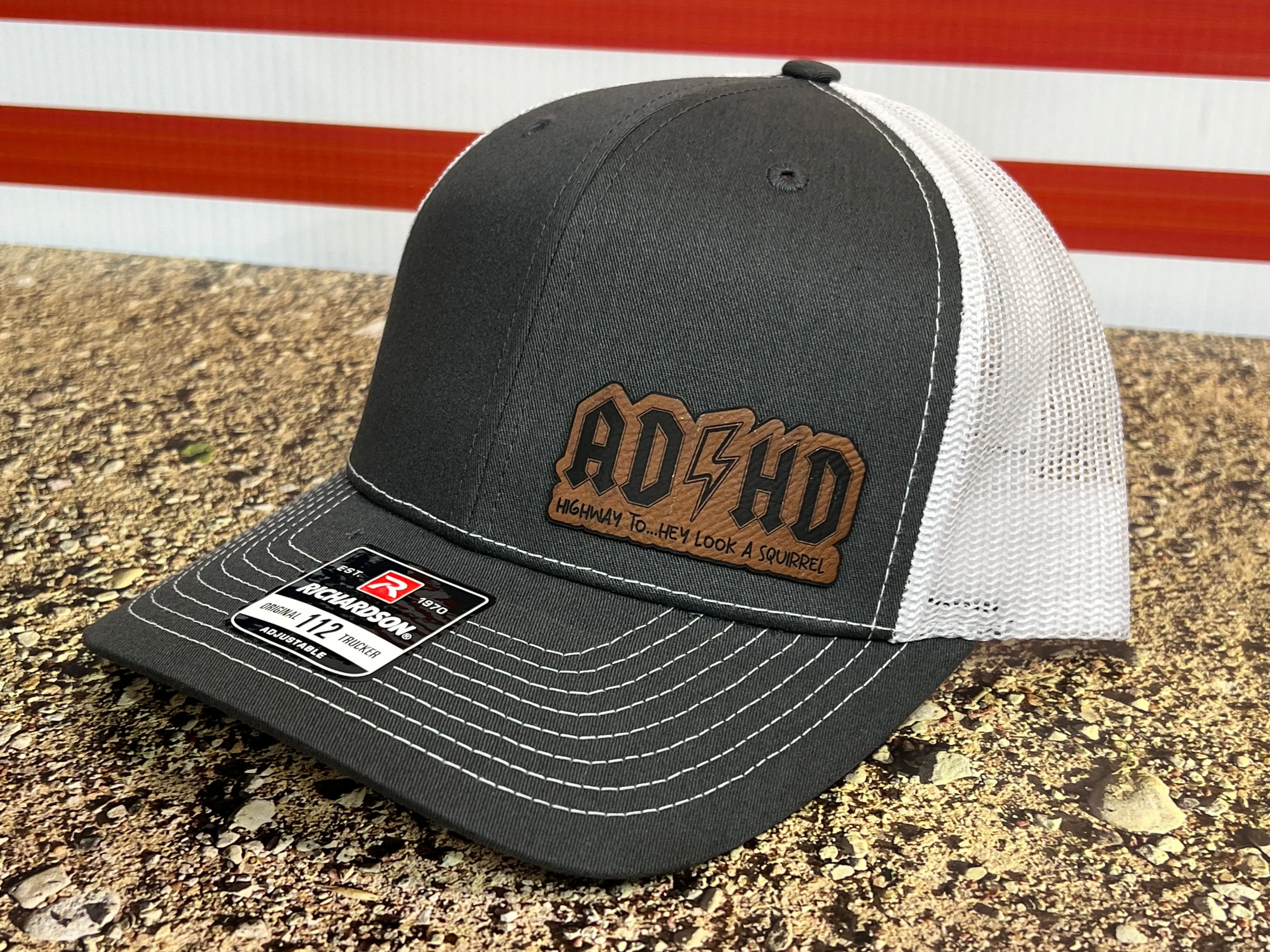 ADHD Hat with Custom Patch Made with Premium Leatherette on a Richardson 112 or Yupoong Classic Hat