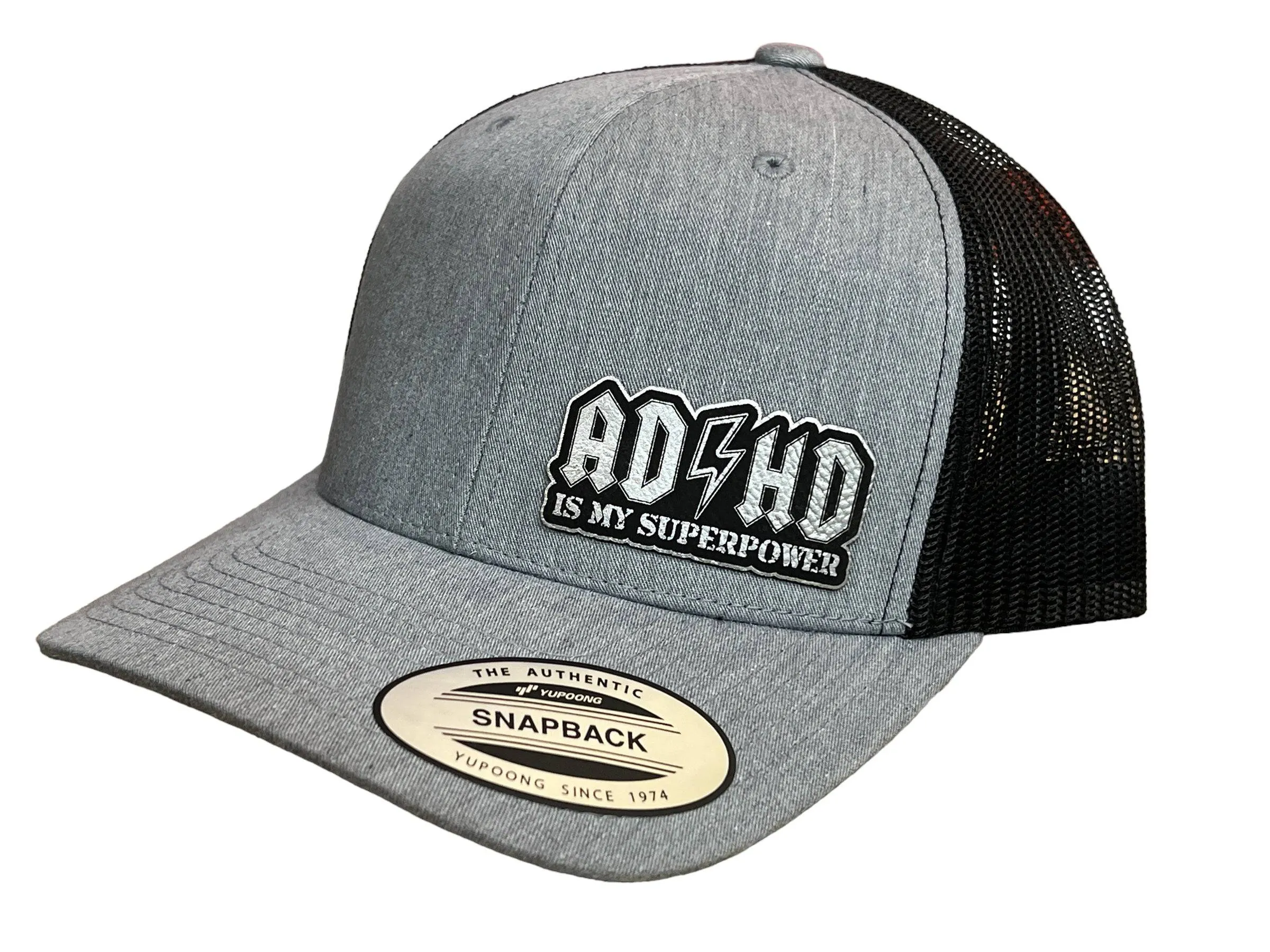 ADHD Hat with Custom Patch Made with Premium Leatherette on a Richardson 112 or Yupoong Classic Hat