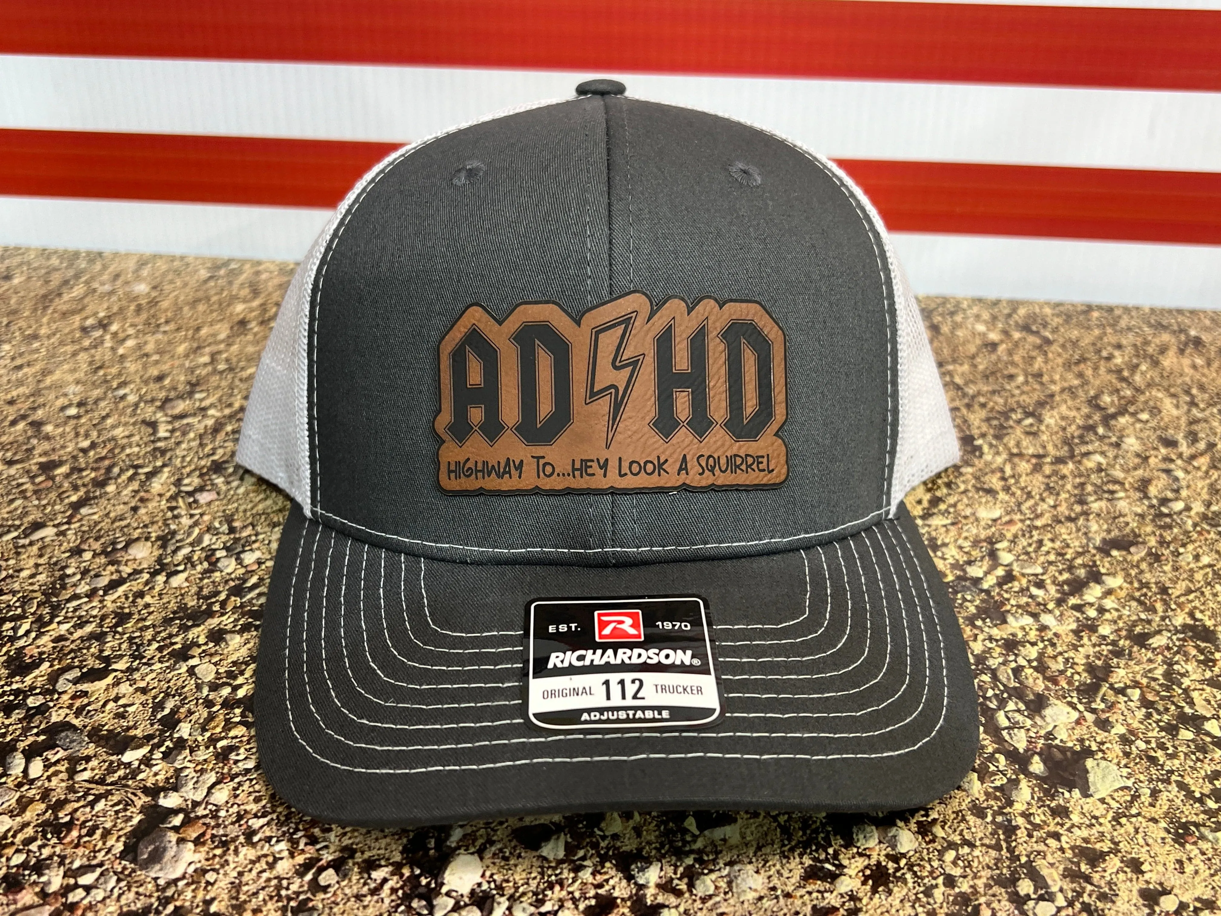 ADHD Hat with Custom Patch Made with Premium Leatherette on a Richardson 112 or Yupoong Classic Hat