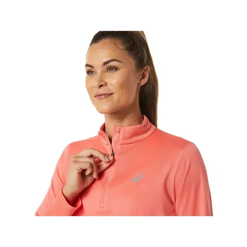 Asics Women's LS 1/2 Zip Top  - Papaya