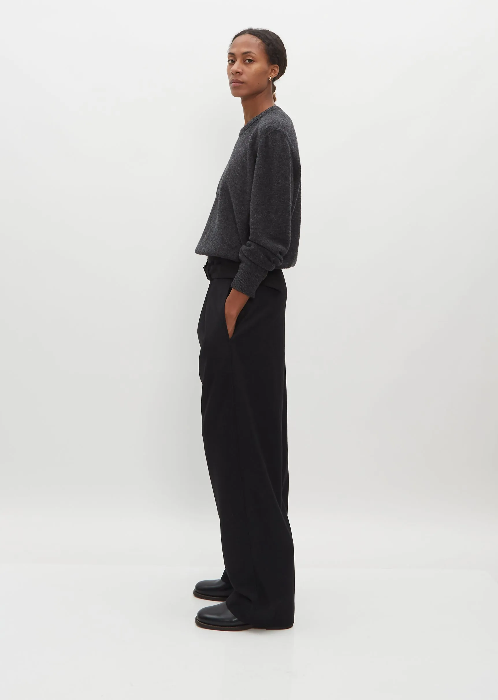 Belted Cropped Cashmere Pants