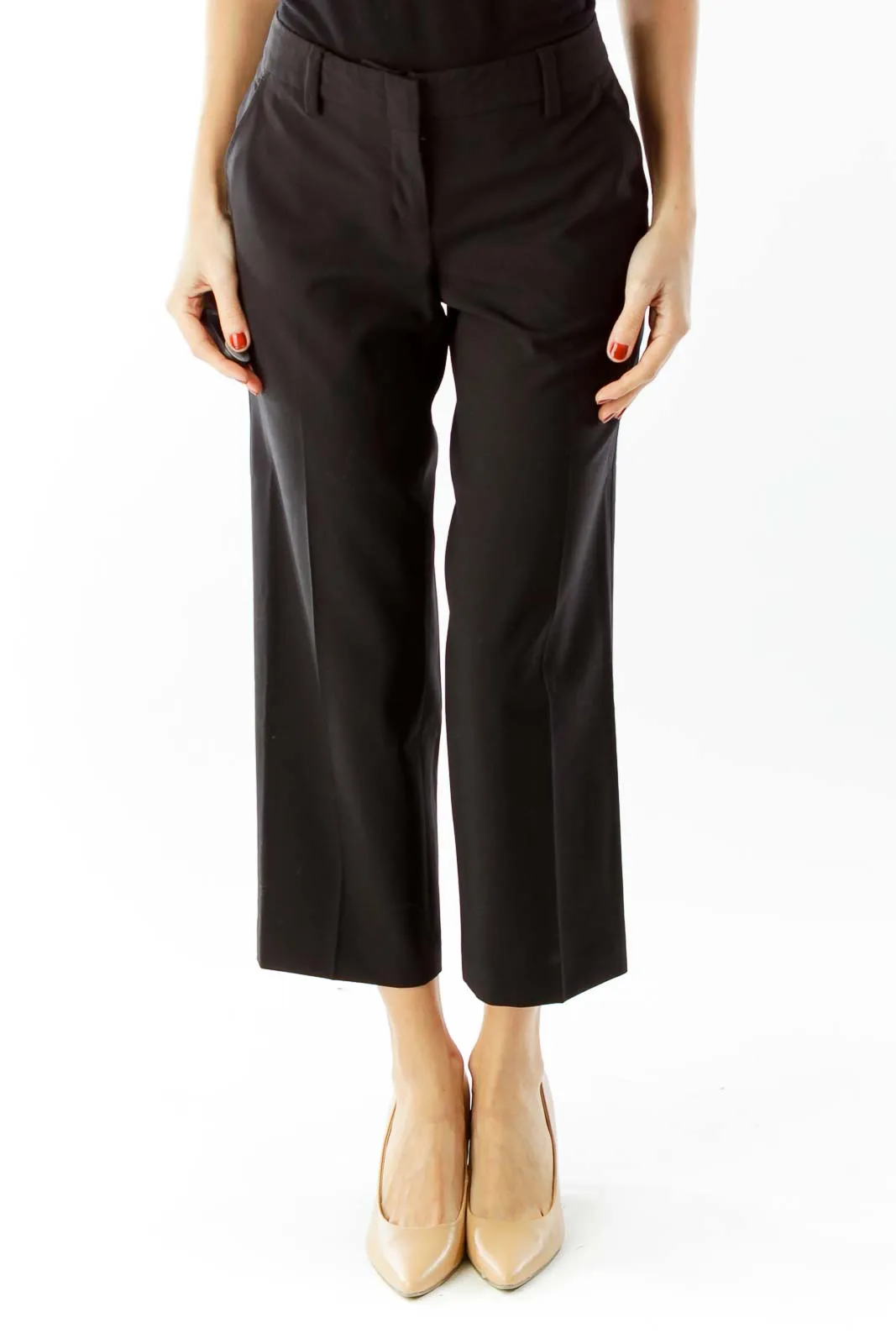 Black Cropped Suit Pants