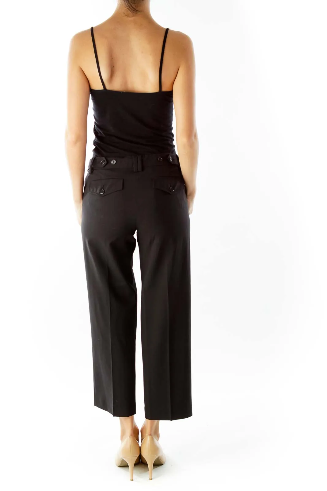 Black Cropped Suit Pants