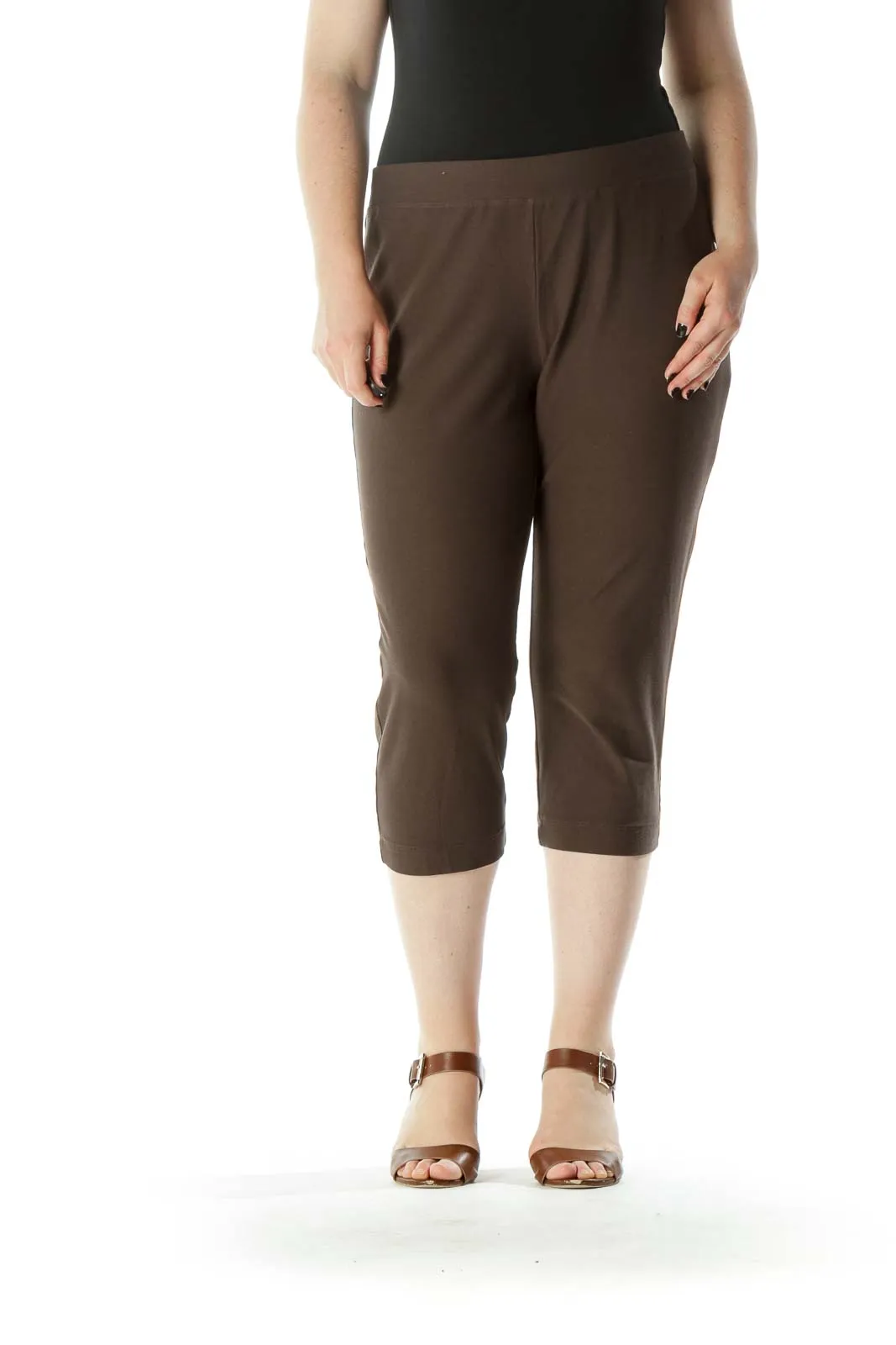 Brown Cropped Stretch Pants