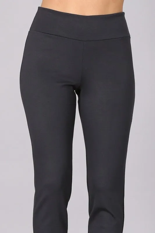 Chatoyant Cropped/capri pants with side slit opening detail and back  pockets - Charcoal