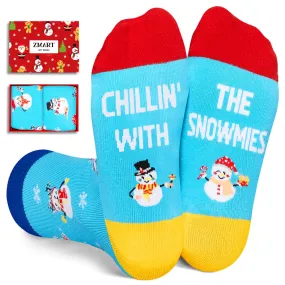 Christmas Gifts Stocking Socks for Girl Boy- Snowman Socks Xmas Stocking Stuffers for Kids 4-6 Years