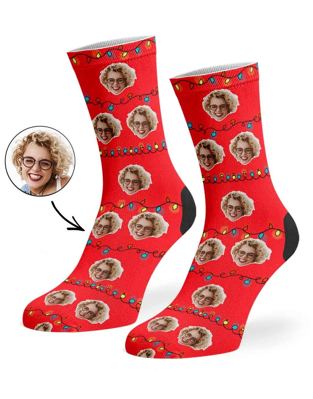 Christmas Lights Face Socks