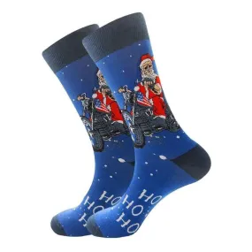 Christmas Socks Biker Santa