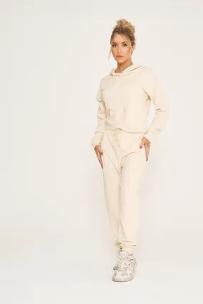 Cream Cropped Hoodie