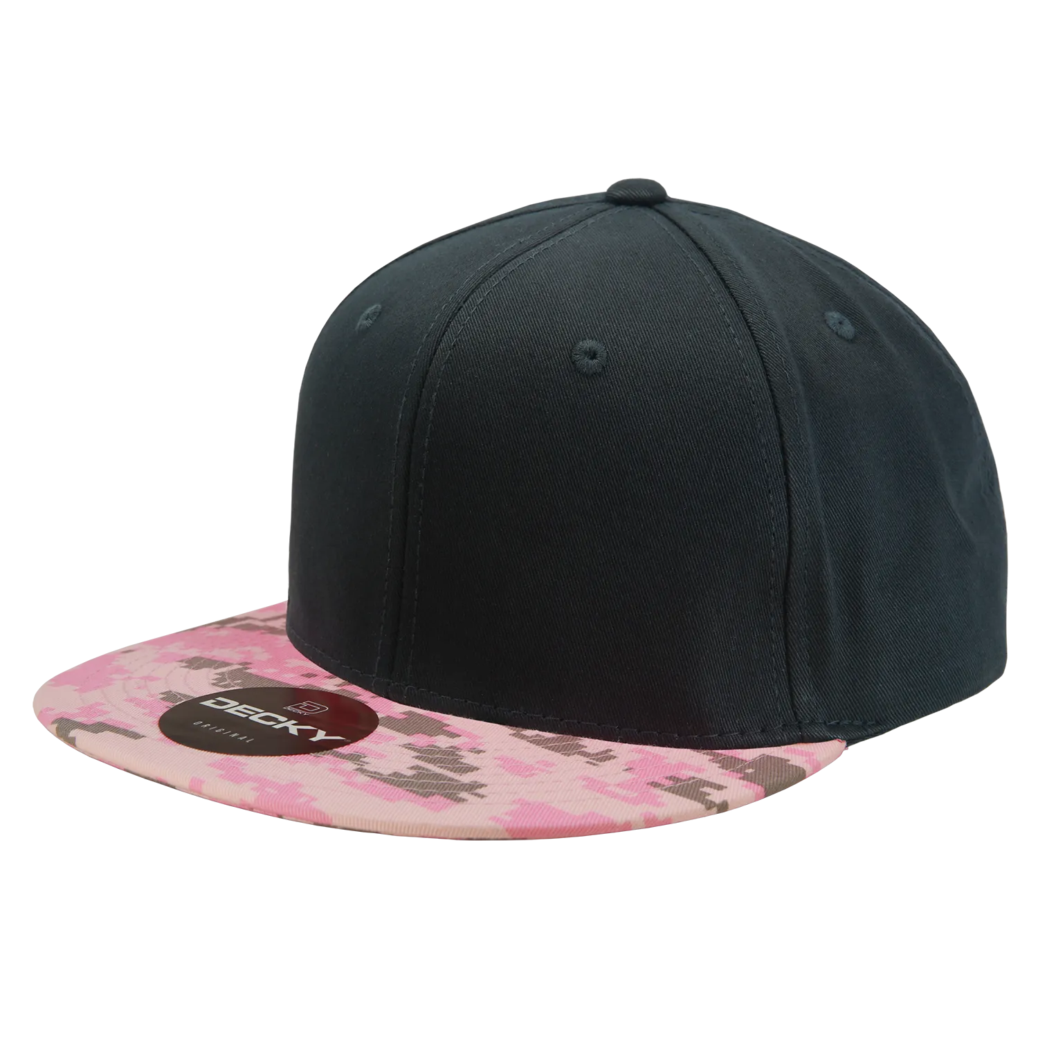 Decky 1047 Digital Camo Snapback Hat, 6 Panel Camouflage Flat Bill Cap