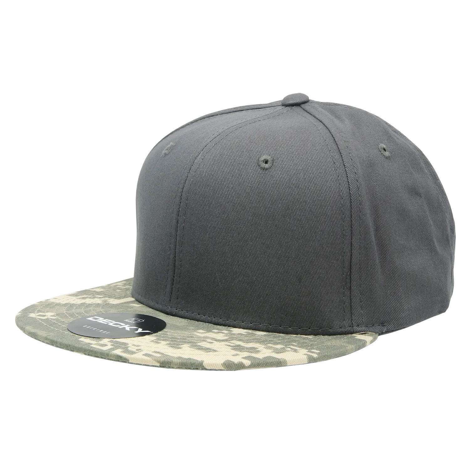 Decky 1047 Digital Camo Snapback Hat, 6 Panel Camouflage Flat Bill Cap