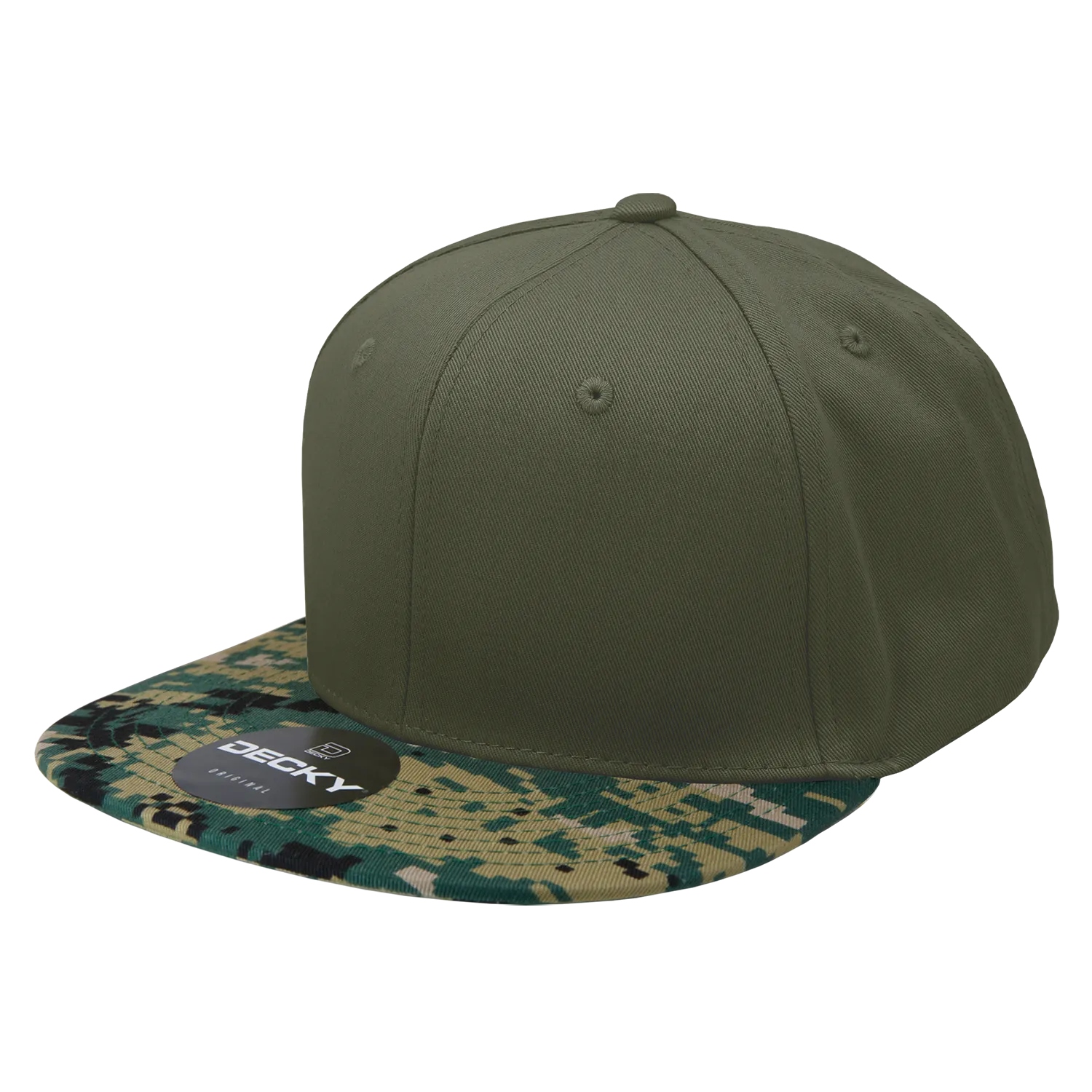 Decky 1047 Digital Camo Snapback Hat, 6 Panel Camouflage Flat Bill Cap