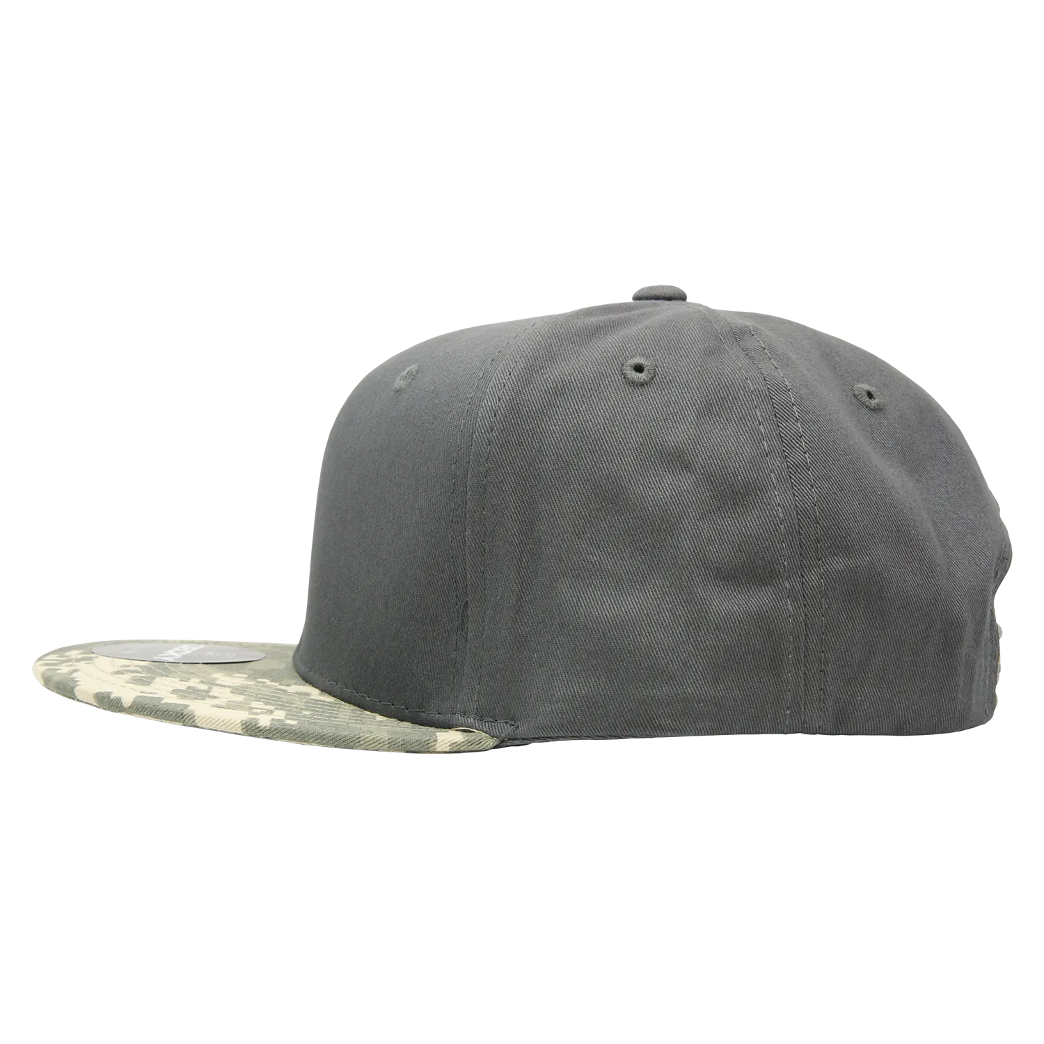 Decky 1047 Digital Camo Snapback Hat, 6 Panel Camouflage Flat Bill Cap