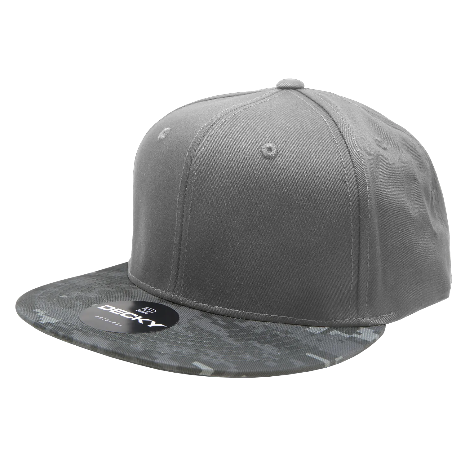 Decky 1047 Digital Camo Snapback Hat, 6 Panel Camouflage Flat Bill Cap