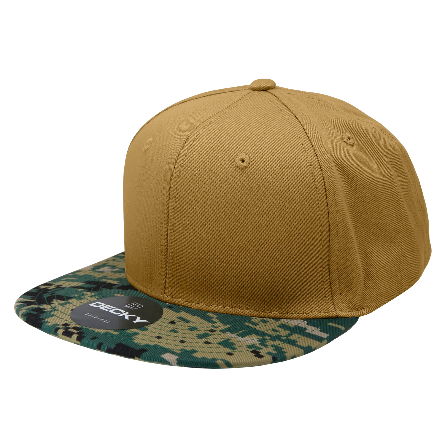 Decky 1047 Digital Camo Snapback Hat, 6 Panel Camouflage Flat Bill Cap