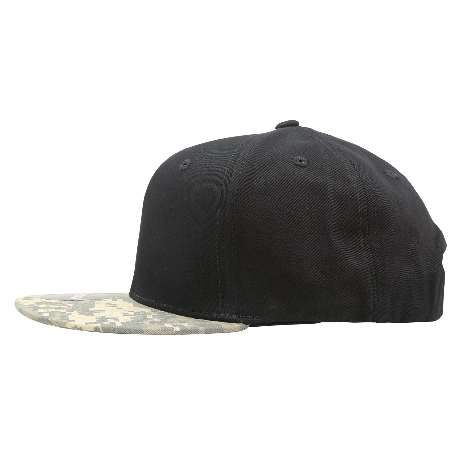 Decky 1047 Digital Camo Snapback Hat, 6 Panel Camouflage Flat Bill Cap