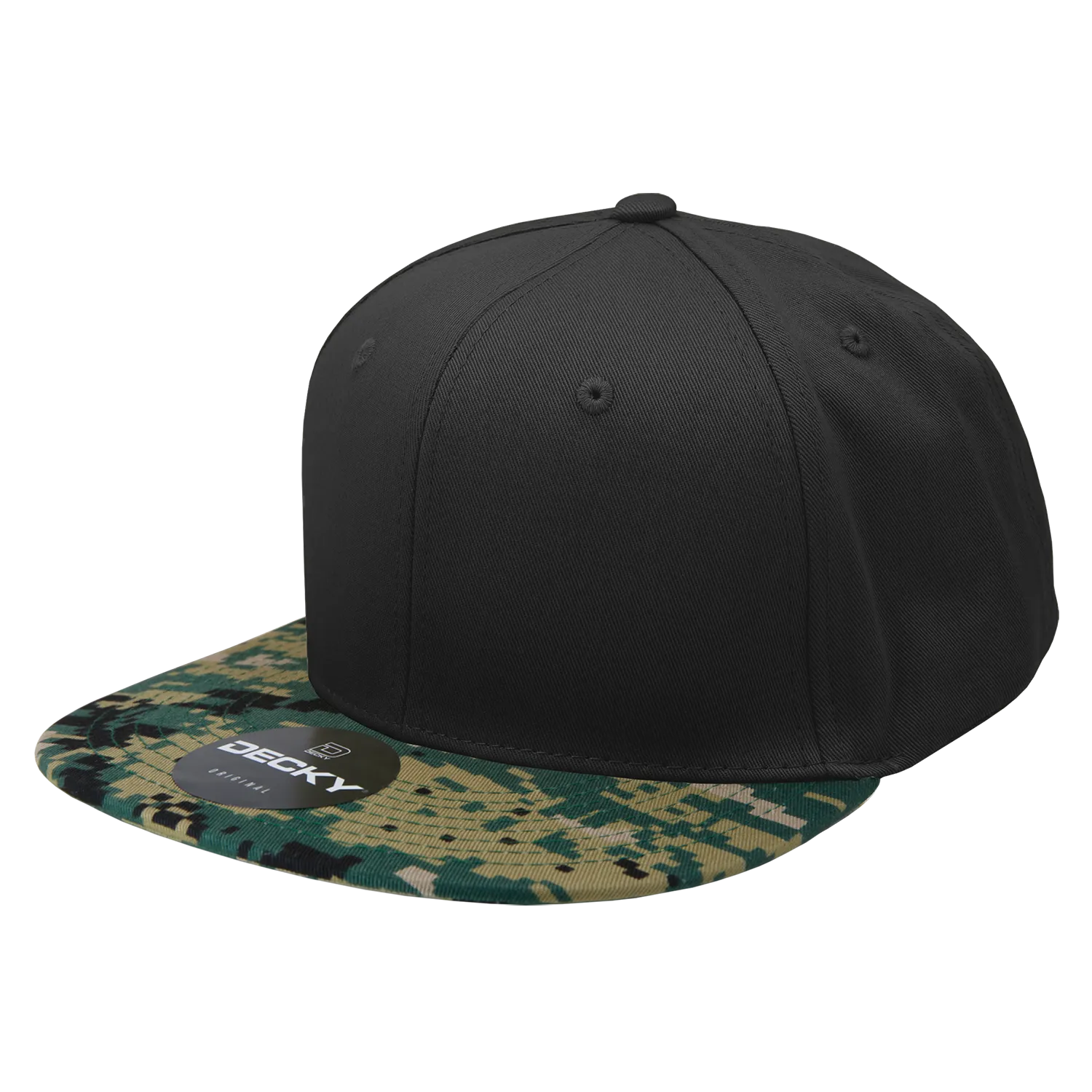 Decky 1047 Digital Camo Snapback Hat, 6 Panel Camouflage Flat Bill Cap