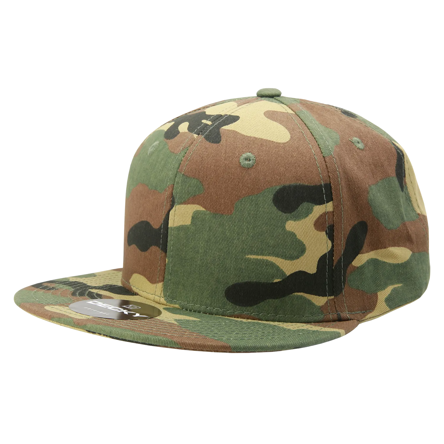 Decky 1047 Digital Camo Snapback Hat, 6 Panel Camouflage Flat Bill Cap