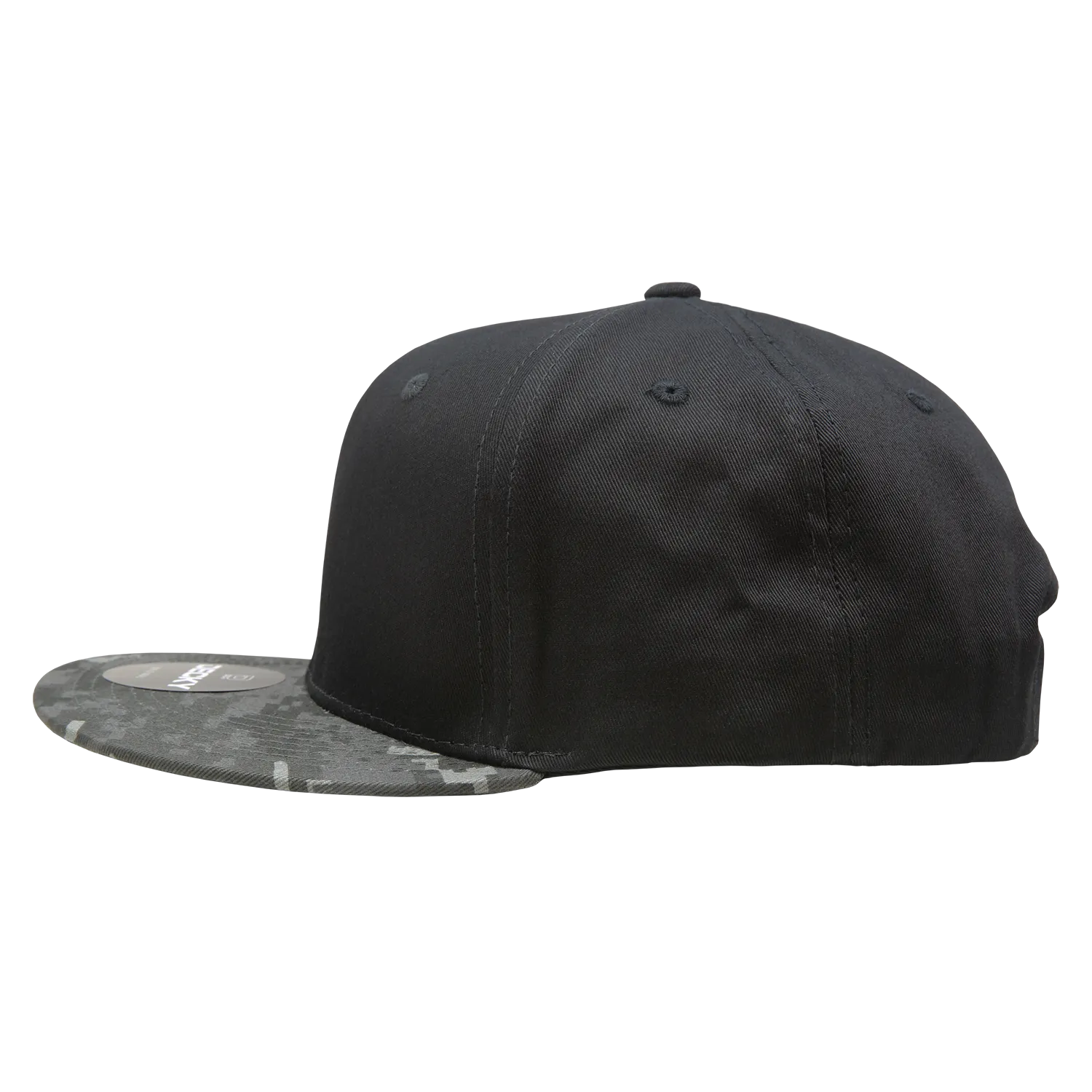 Decky 1047 Digital Camo Snapback Hat, 6 Panel Camouflage Flat Bill Cap