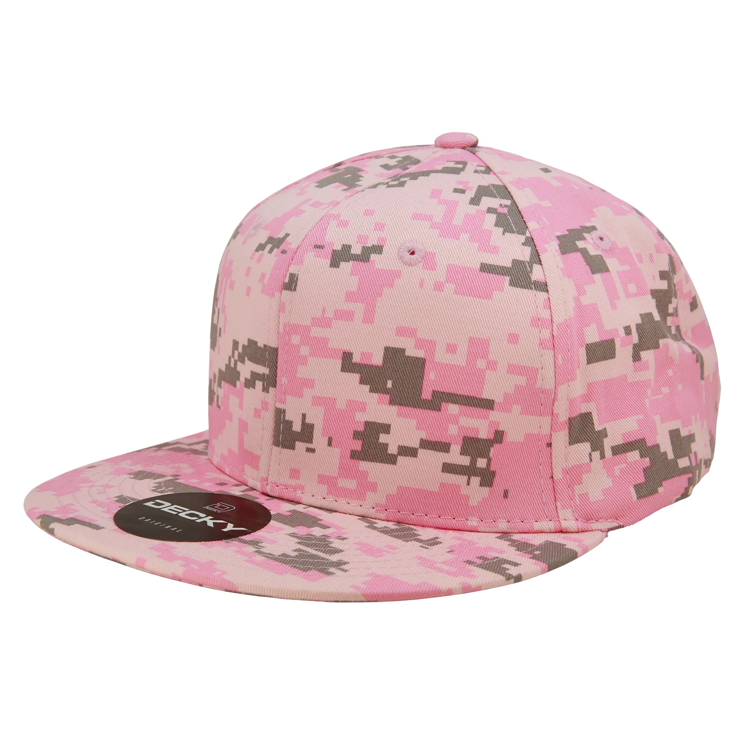 Decky 1047 Digital Camo Snapback Hat, 6 Panel Camouflage Flat Bill Cap