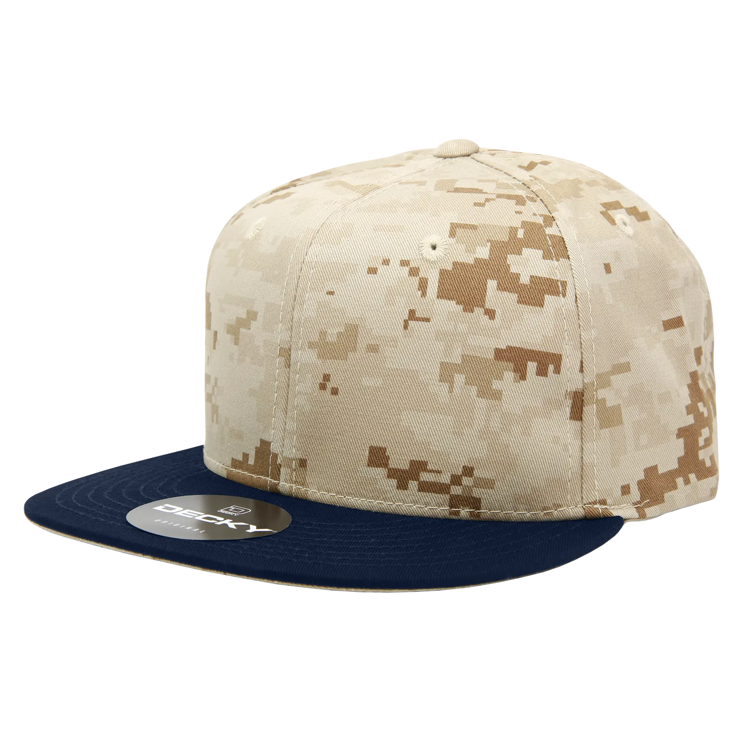 Decky 1047 Digital Camo Snapback Hat, 6 Panel Camouflage Flat Bill Cap