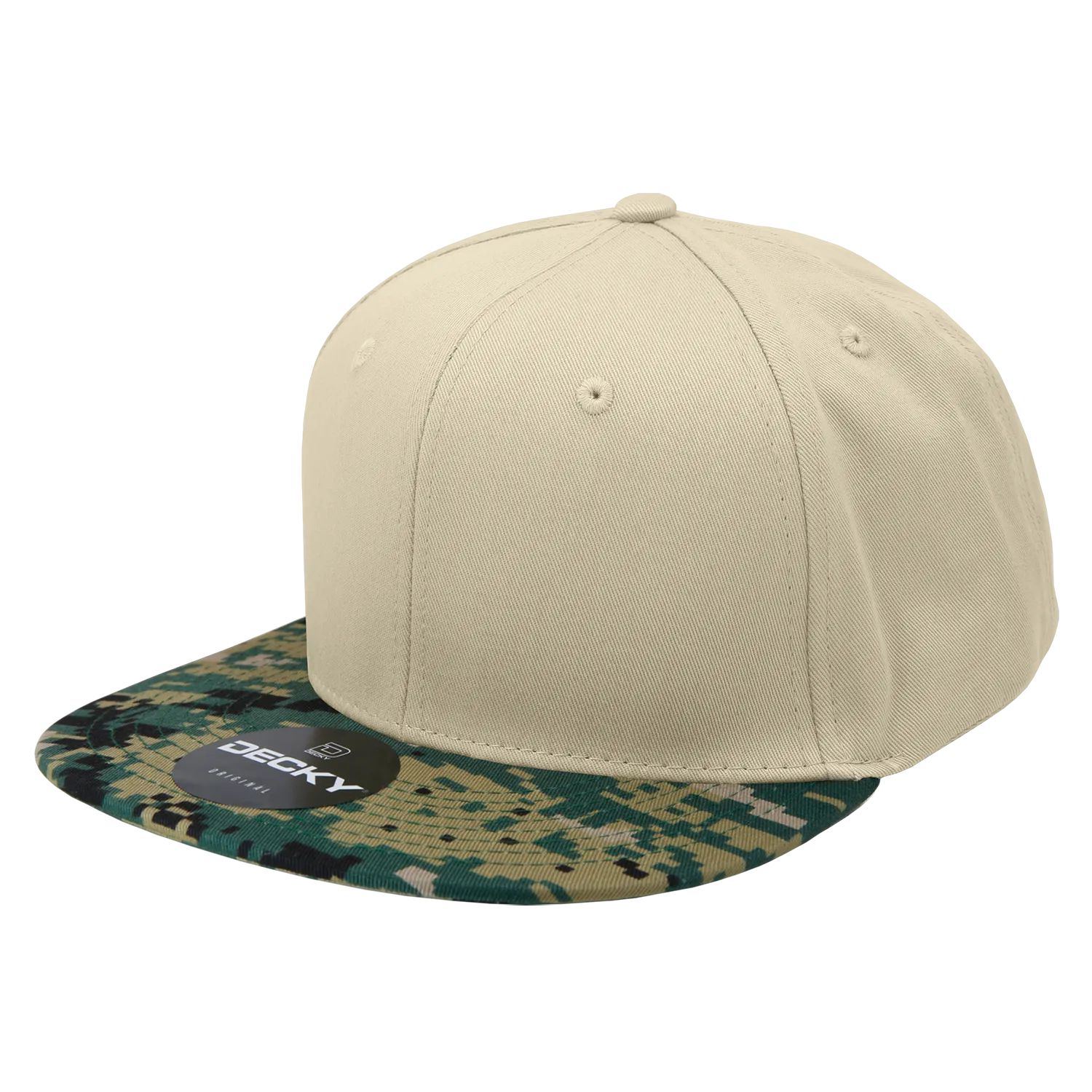 Decky 1047 Digital Camo Snapback Hat, 6 Panel Camouflage Flat Bill Cap