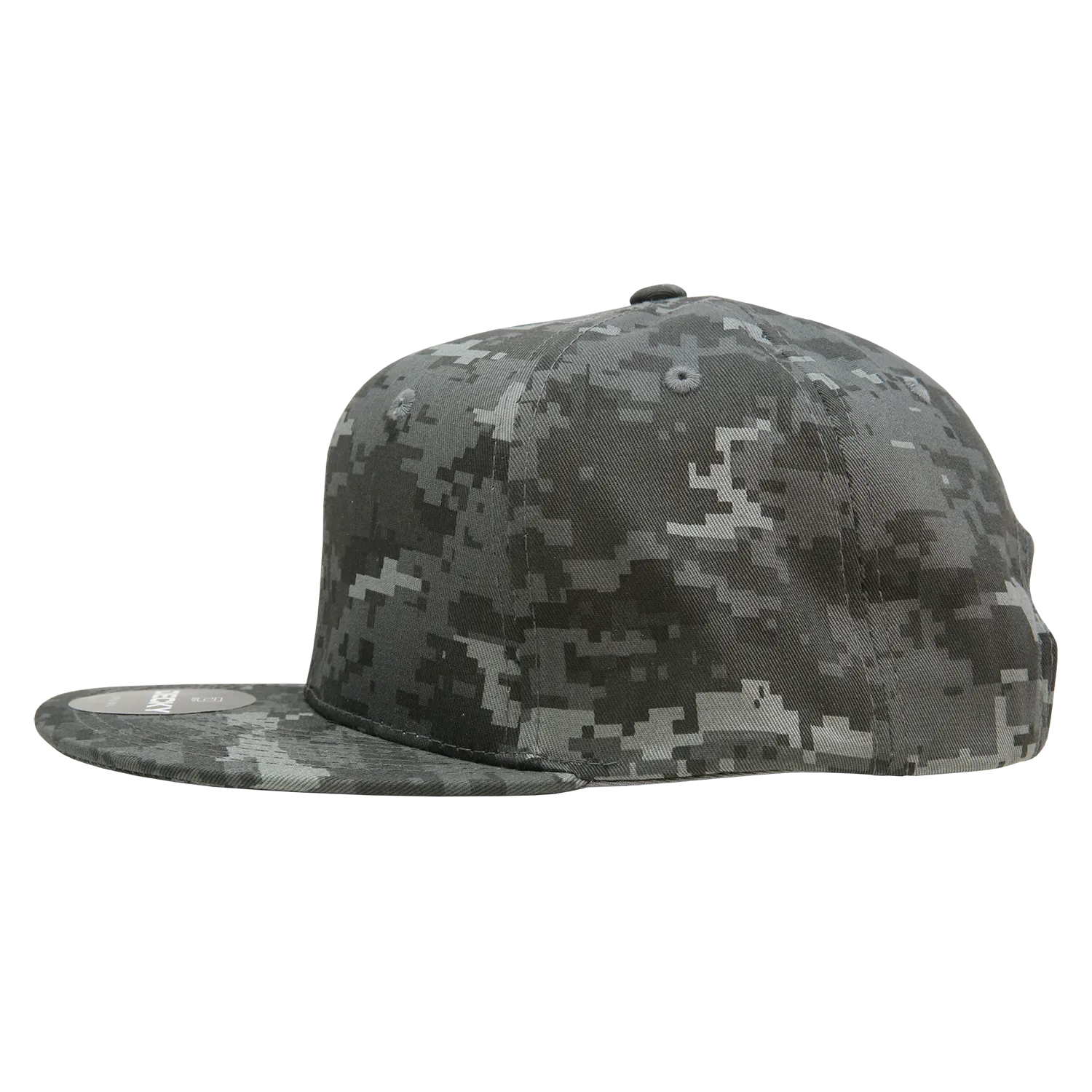 Decky 1047 Digital Camo Snapback Hat, 6 Panel Camouflage Flat Bill Cap