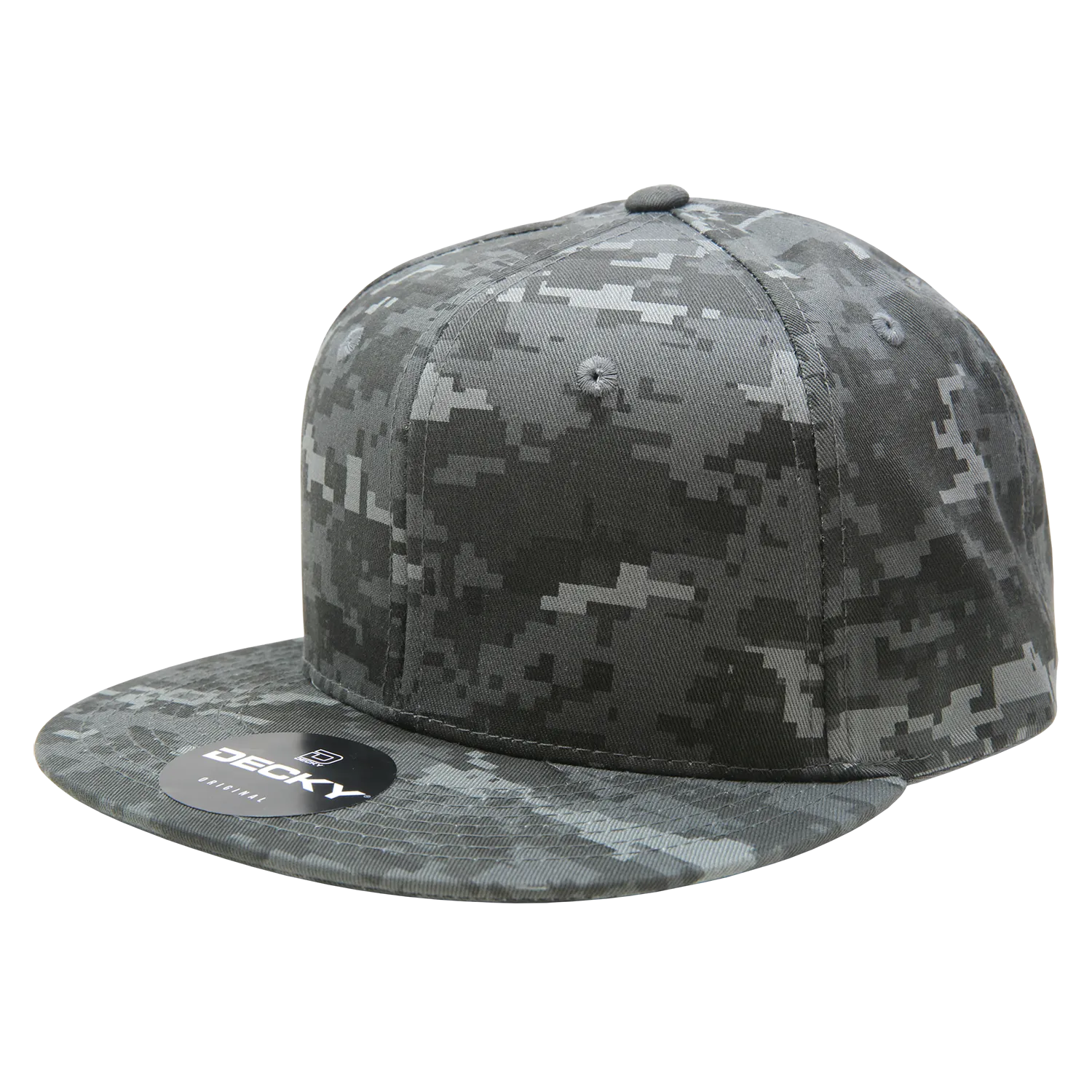 Decky 1047 Digital Camo Snapback Hat, 6 Panel Camouflage Flat Bill Cap