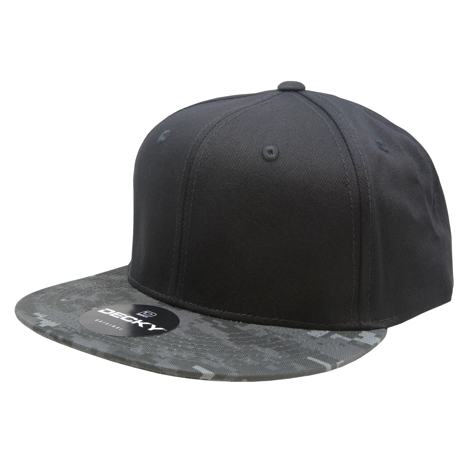 Decky 1047 Digital Camo Snapback Hat, 6 Panel Camouflage Flat Bill Cap