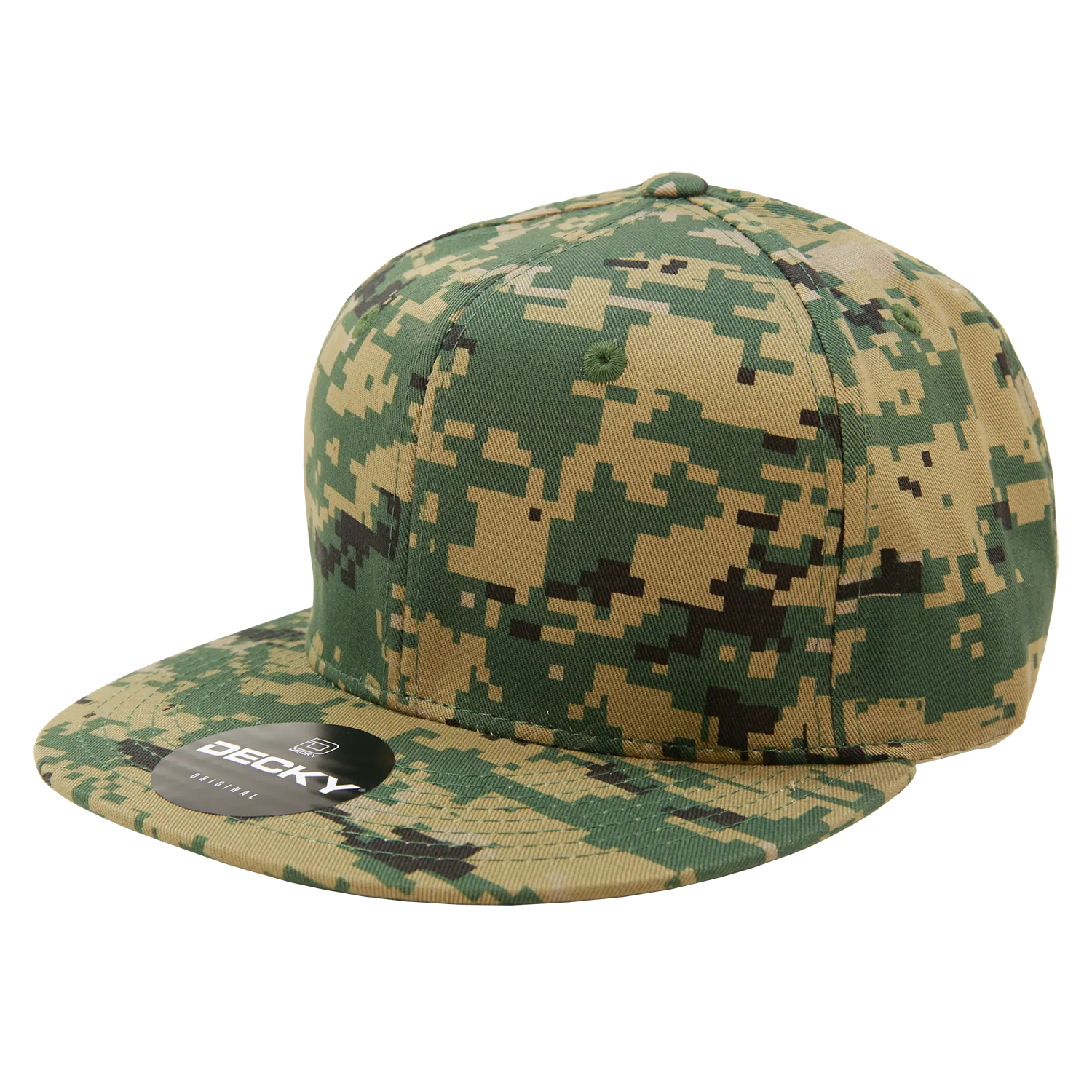 Decky 1047 Digital Camo Snapback Hat, 6 Panel Camouflage Flat Bill Cap