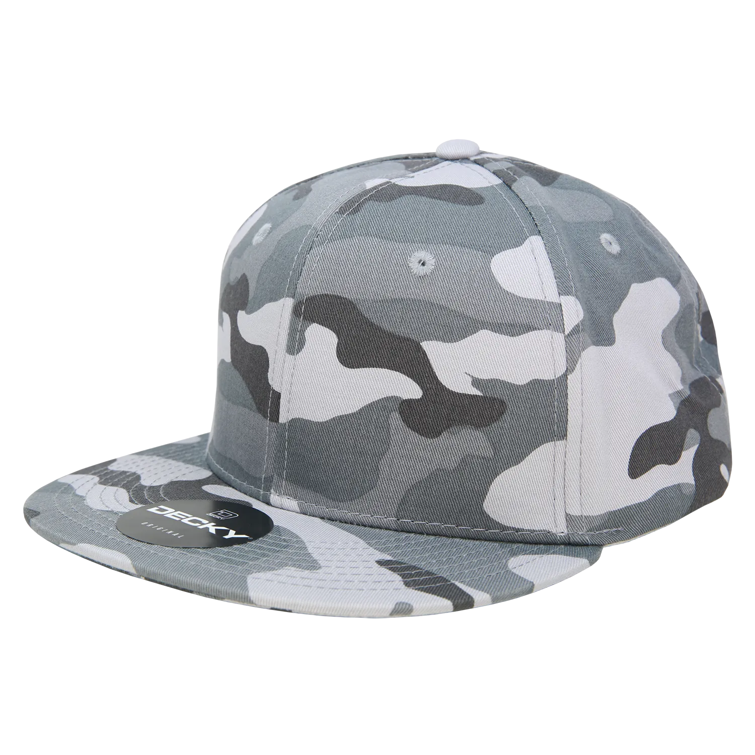 Decky 1047 Digital Camo Snapback Hat, 6 Panel Camouflage Flat Bill Cap