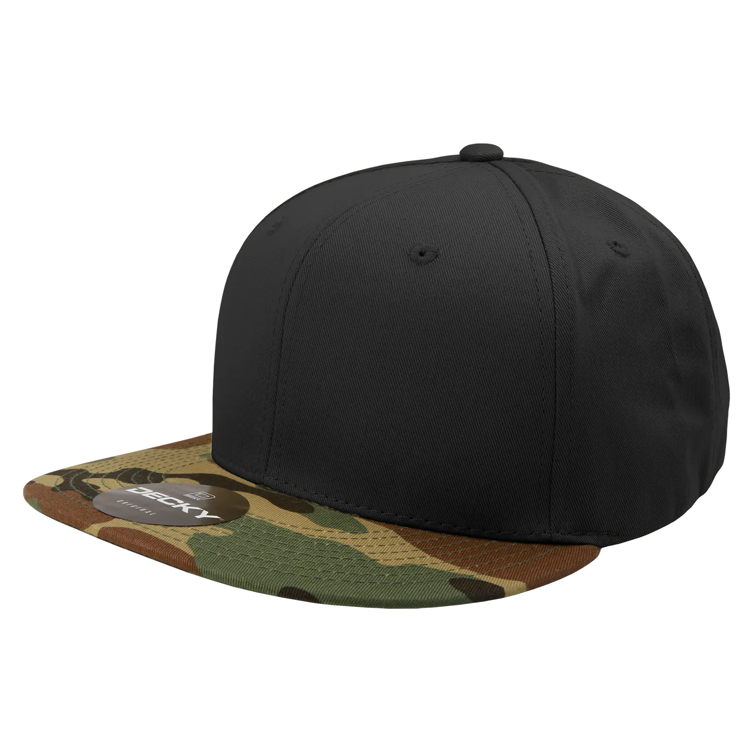 Decky 1047 Digital Camo Snapback Hat, 6 Panel Camouflage Flat Bill Cap