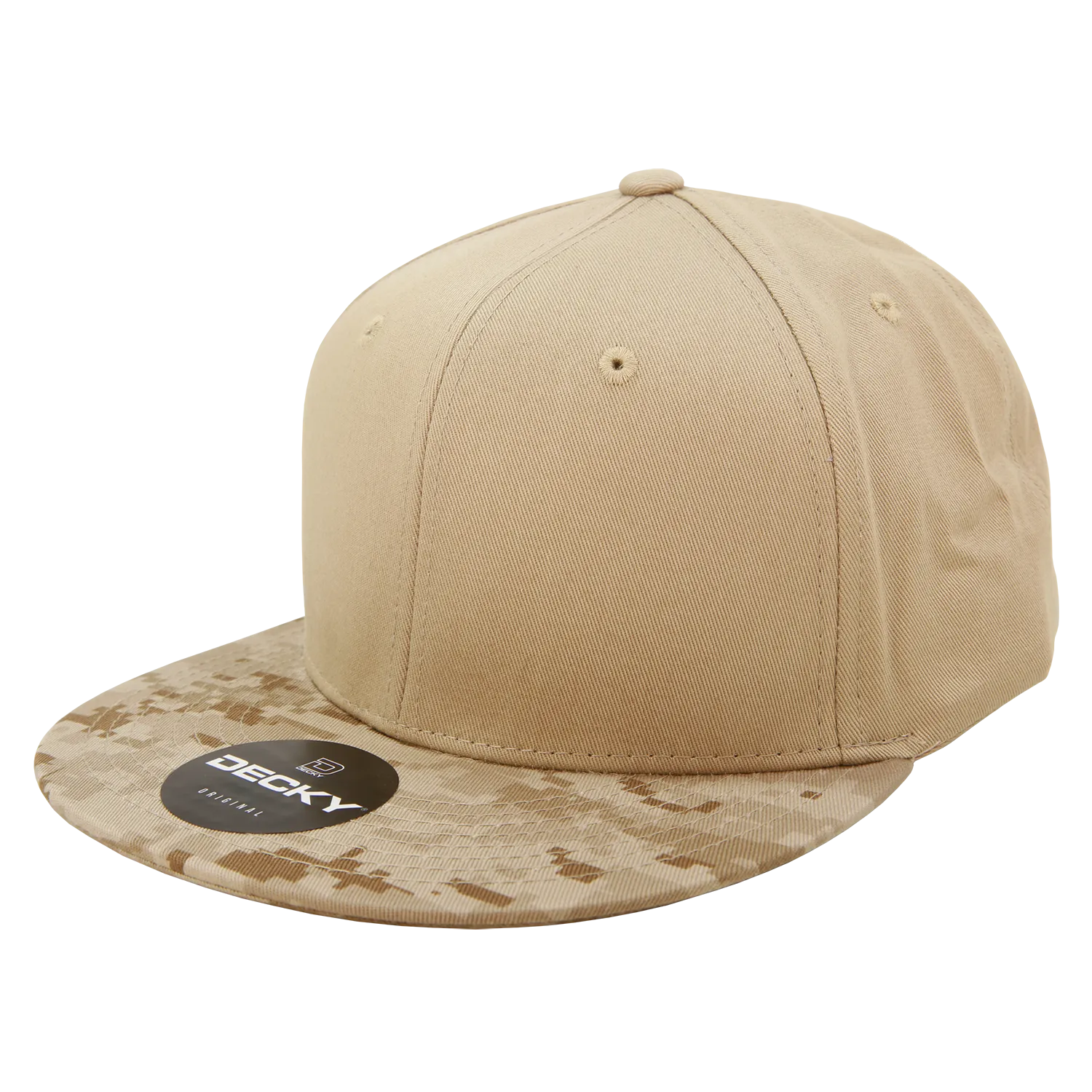 Decky 1047 Digital Camo Snapback Hat, 6 Panel Camouflage Flat Bill Cap