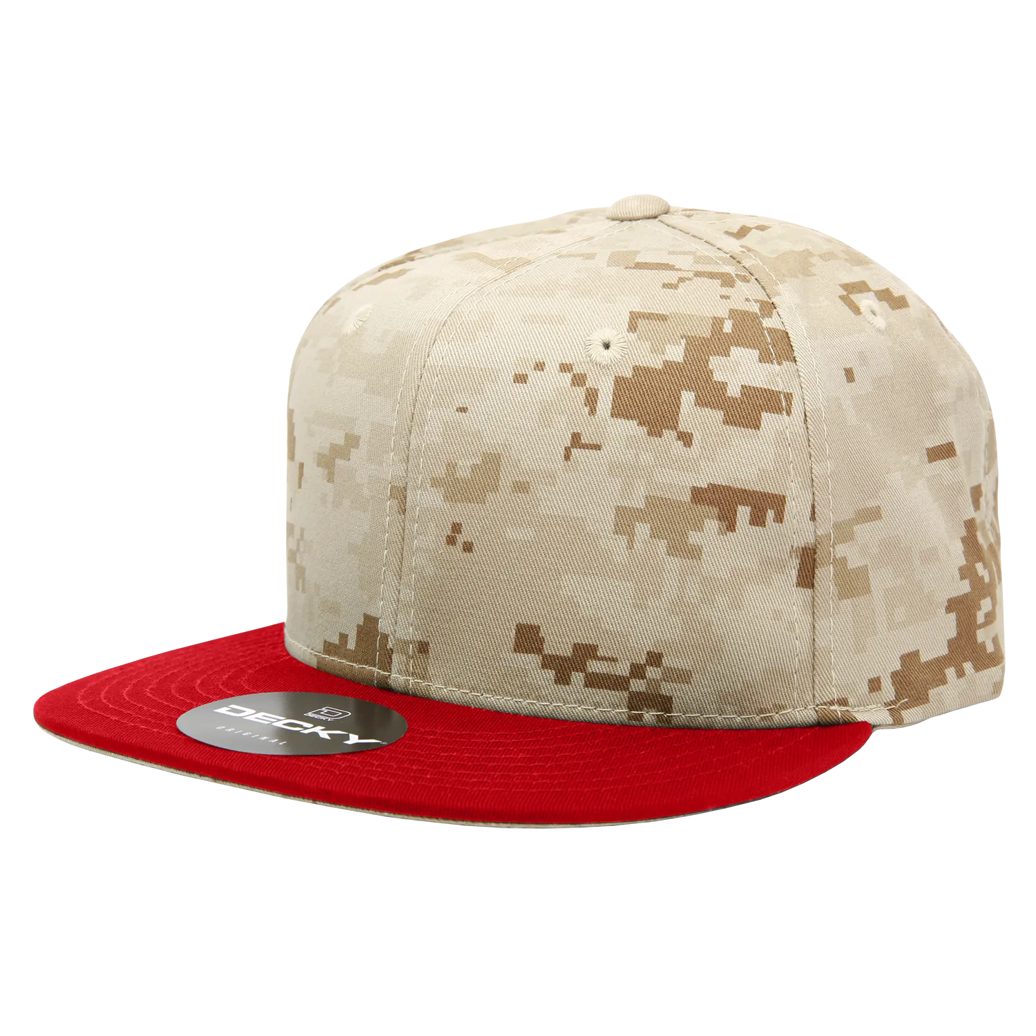 Decky 1047 Digital Camo Snapback Hat, 6 Panel Camouflage Flat Bill Cap