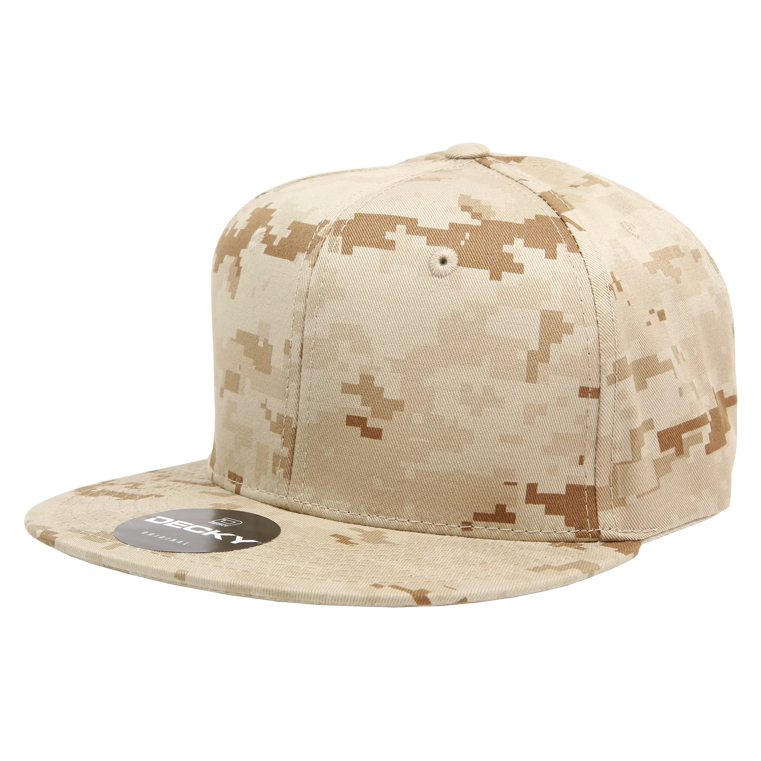 Decky 1047 Digital Camo Snapback Hat, 6 Panel Camouflage Flat Bill Cap