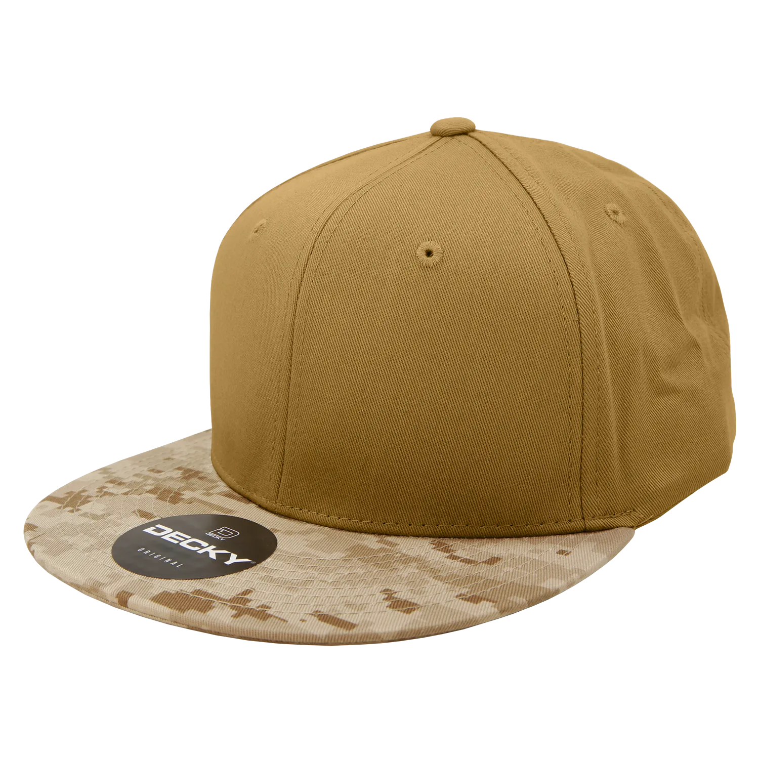 Decky 1047 Digital Camo Snapback Hat, 6 Panel Camouflage Flat Bill Cap