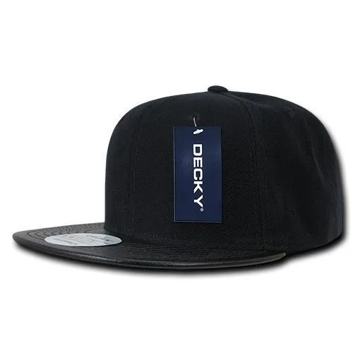 Decky 1071 Vinyl Brim Snapback Hat, 6 Panel Vinyl Snapback Cap - CASE Pricing