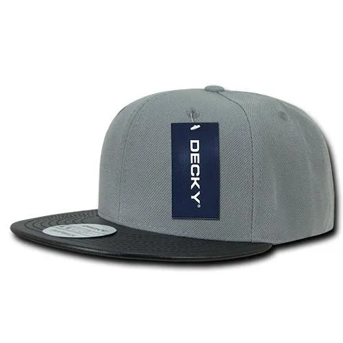 Decky 1071 Vinyl Brim Snapback Hat, 6 Panel Vinyl Snapback Cap - CASE Pricing