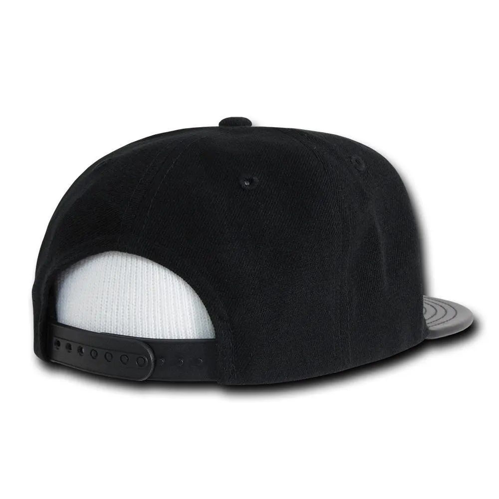 Decky 1071 Vinyl Brim Snapback Hat, 6 Panel Vinyl Snapback Cap - CASE Pricing