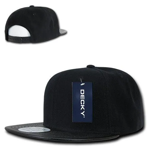 Decky 1071 Vinyl Brim Snapback Hat, 6 Panel Vinyl Snapback Cap - CASE Pricing