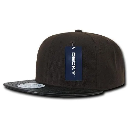 Decky 1071 Vinyl Brim Snapback Hat, 6 Panel Vinyl Snapback Cap - CASE Pricing