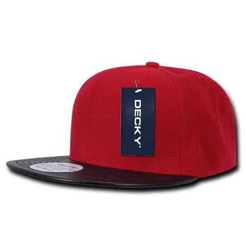 Decky 1071 Vinyl Brim Snapback Hat, 6 Panel Vinyl Snapback Cap - CASE Pricing