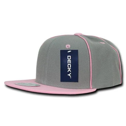 Decky 1078 Piped Crown Snapback Hat, 6 Panel Piped Snapback - CASE Pricing