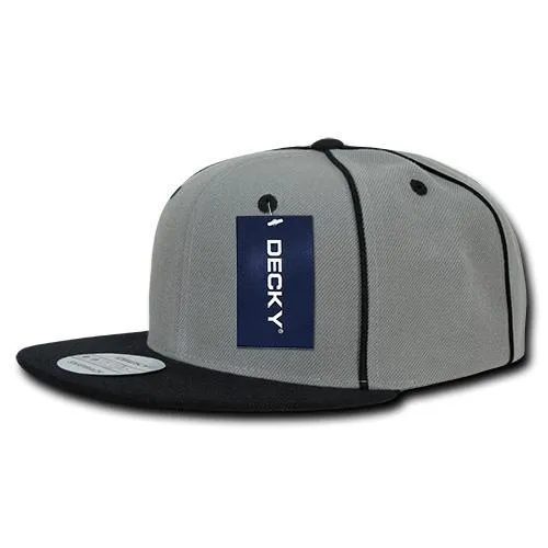 Decky 1078 Piped Crown Snapback Hat, 6 Panel Piped Snapback - CASE Pricing