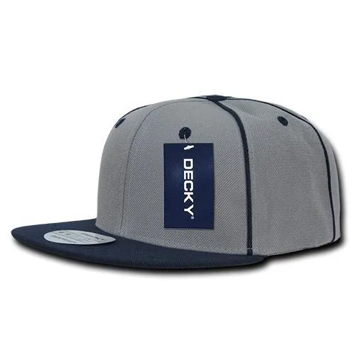 Decky 1078 Piped Crown Snapback Hat, 6 Panel Piped Snapback - CASE Pricing