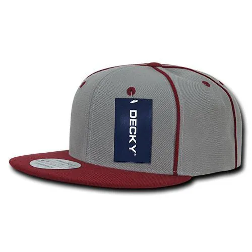 Decky 1078 Piped Crown Snapback Hat, 6 Panel Piped Snapback - CASE Pricing