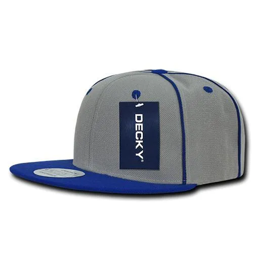 Decky 1078 Piped Crown Snapback Hat, 6 Panel Piped Snapback - CASE Pricing