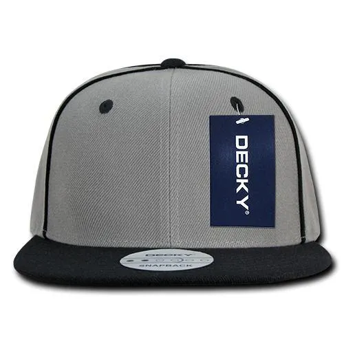 Decky 1078 Piped Crown Snapback Hat, 6 Panel Piped Snapback - CASE Pricing