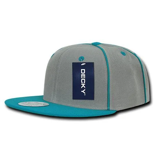 Decky 1078 Piped Crown Snapback Hat, 6 Panel Piped Snapback - CASE Pricing