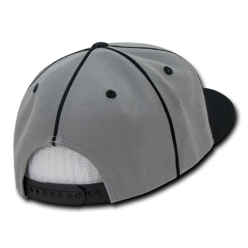 Decky 1078 Piped Crown Snapback Hat, 6 Panel Piped Snapback - CASE Pricing